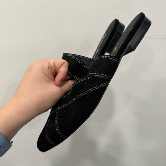 Matisse Black Suede Flat Mule Shoe Pointed Rounded Toe Size 7.5 - Picture 7 of 8